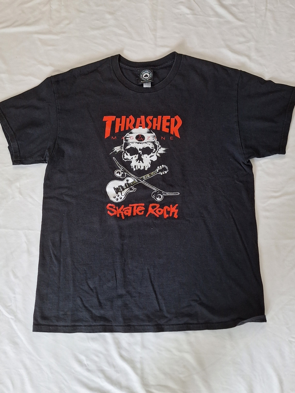 Vintage Thrasher Skate Rock Shirt Mens L Black Grunge Y2K Distressed Skull Punk